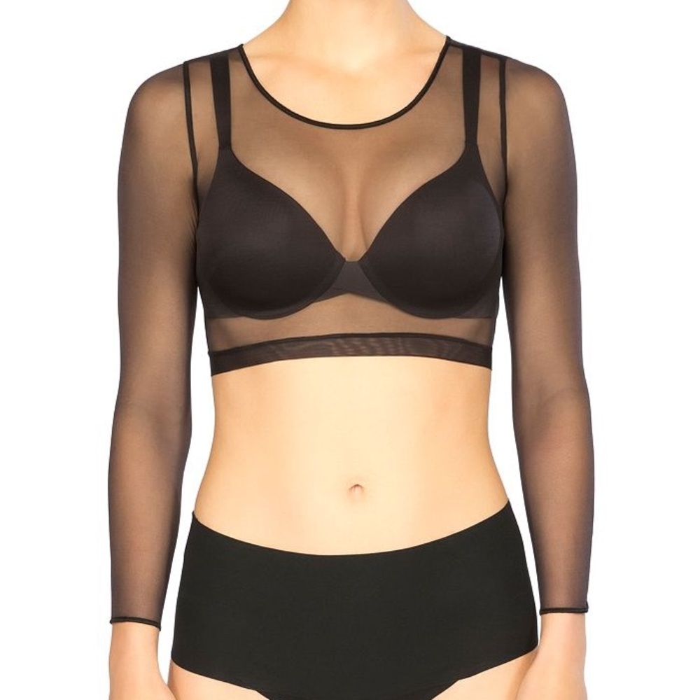Spanx Sheer Long sleeve Crop Top XL